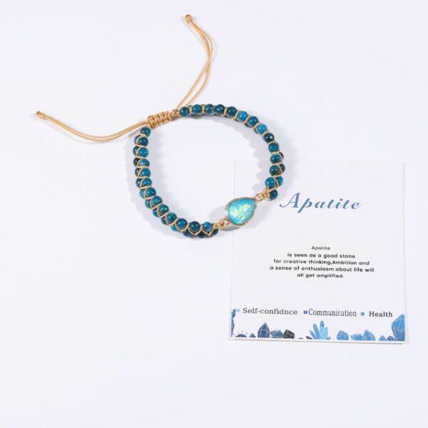 Bracciale in pietra naturale trasversale a forma di goccia d'acqua Zaffiro Bracciale intrecciato di coppia - Image 4