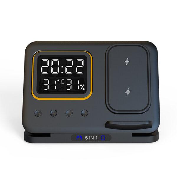 Caricabatterie wireless da 15 W Stand 5 In1 LED Sveglia digitale Stazione dock di ricarica rapida - Image 8
