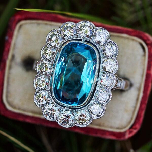 Anello di lusso con gemme colorate intarsiate blu mare da donna - Image 3