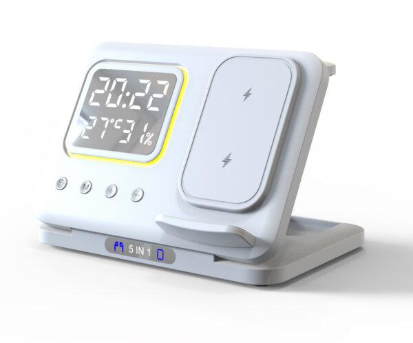 Caricabatterie wireless da 15 W Stand 5 In1 LED Sveglia digitale Stazione dock di ricarica rapida - Image 10
