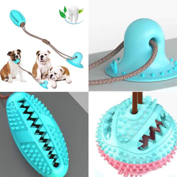 Giocattoli per cani Aspirazione in silicone Tug Interactive Dog Ball Toy per animali domestici Chew Bite Tooth Cleaning Toothbrush Feeding Pet Supplies - Image 2