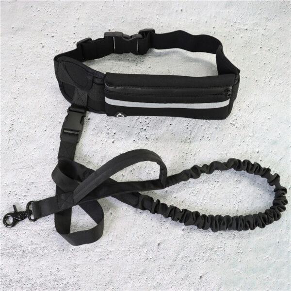 Guinzaglio per cani a mani libere Cintura per passeggiate e addestramento per animali domestici con guinzaglio bungee ammortizzante fino a 180 libbre tasca per telefono per cani di taglia grande e portaborraccia - Image 2