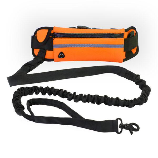 Guinzaglio per cani a mani libere Cintura per passeggiate e addestramento per animali domestici con guinzaglio bungee ammortizzante fino a 180 libbre tasca per telefono per cani di taglia grande e portaborraccia - Image 4