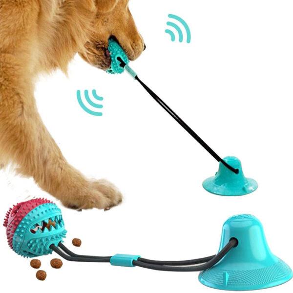 Giocattoli per cani Aspirazione in silicone Tug Interactive Dog Ball Toy per animali domestici Chew Bite Tooth Cleaning Toothbrush Feeding Pet Supplies