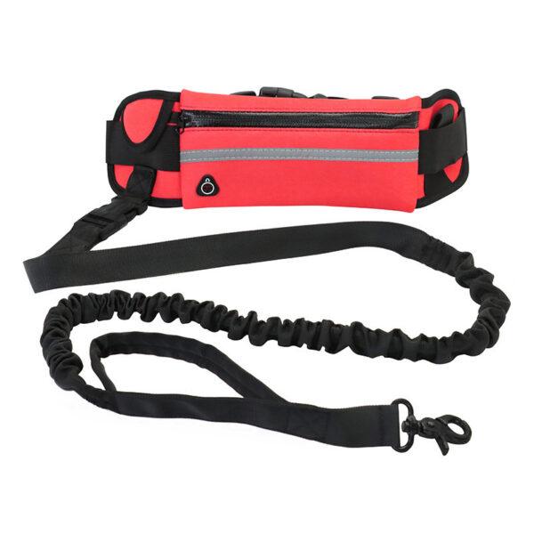 Guinzaglio per cani a mani libere Cintura per passeggiate e addestramento per animali domestici con guinzaglio bungee ammortizzante fino a 180 libbre tasca per telefono per cani di taglia grande e portaborraccia - Image 9